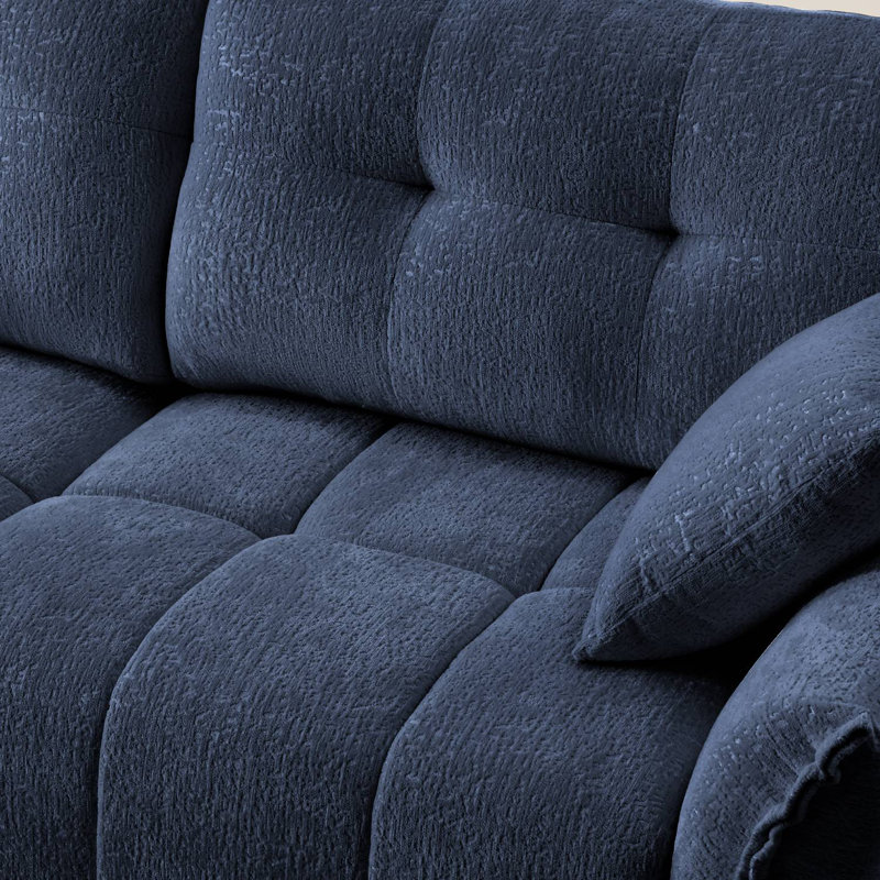 Canapé simple avec repose-pieds Chenille, Bleu