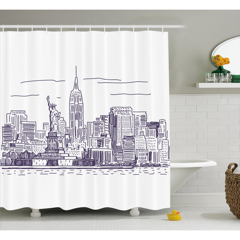  Rideau de douche simple Slevery NYC Island, H 69 po x l 105 po
