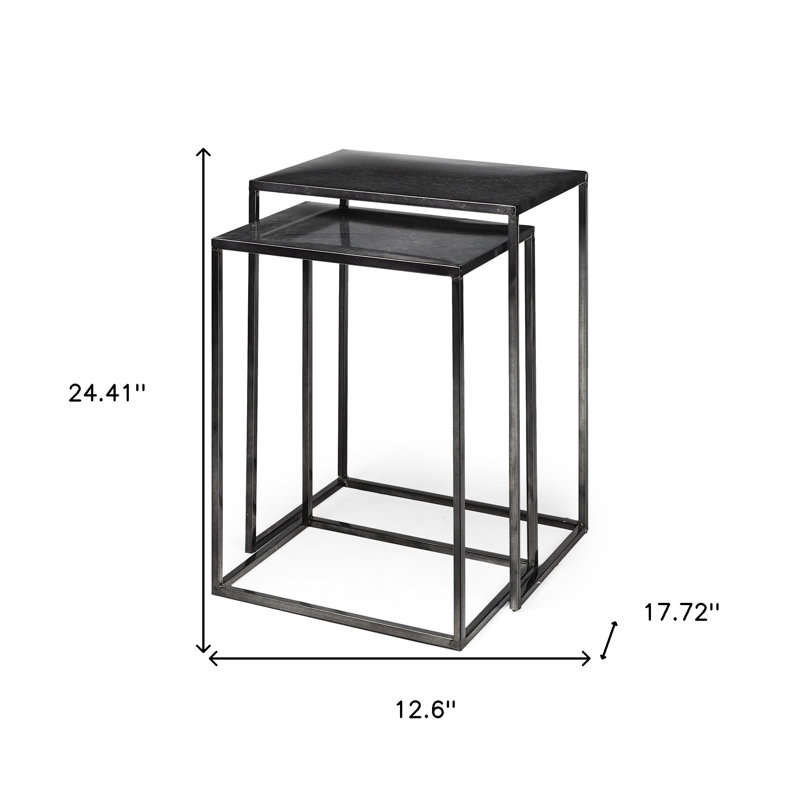Ensemble de deux tables gigognes en fer noir