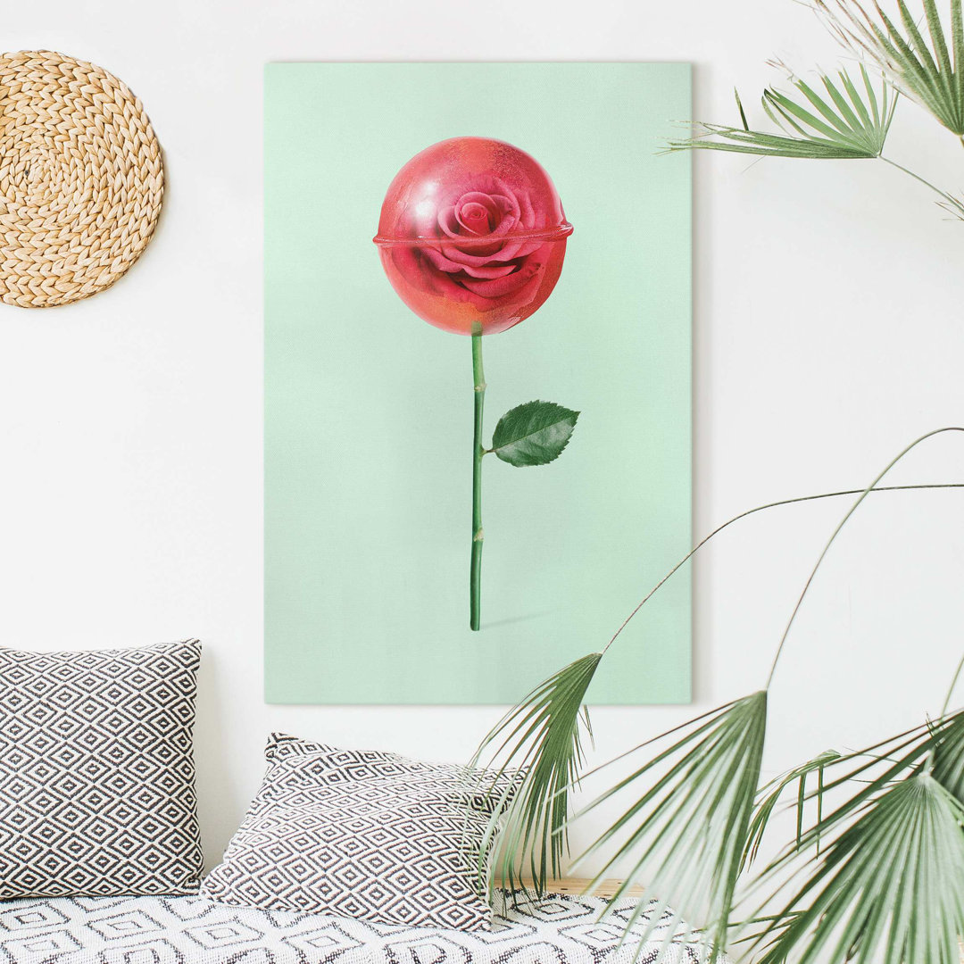 Leinwandbild Rose mit Lollipop von Jonas Loose