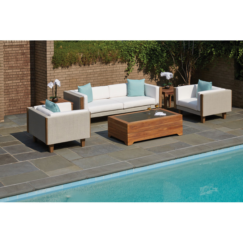 Catalina Outdoor 3 - Seat Patio Sofa, Matte White, Calidora Mist