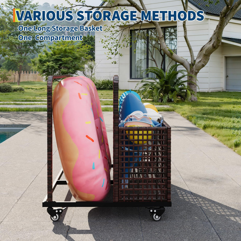 43" Red Outdoor Pool Float Storage Chest Heavy-Duty Patio Organizer Weather-Resistant Storage Bin for Backyard Patio & Deck