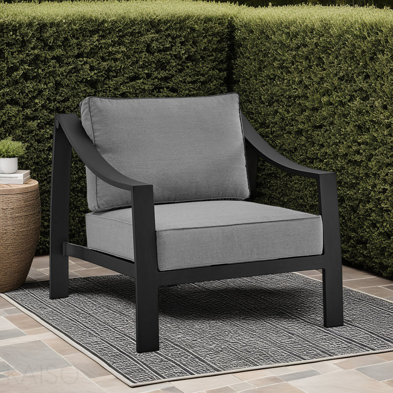 Chaise d'extérieur en aluminium noir et gris foncé