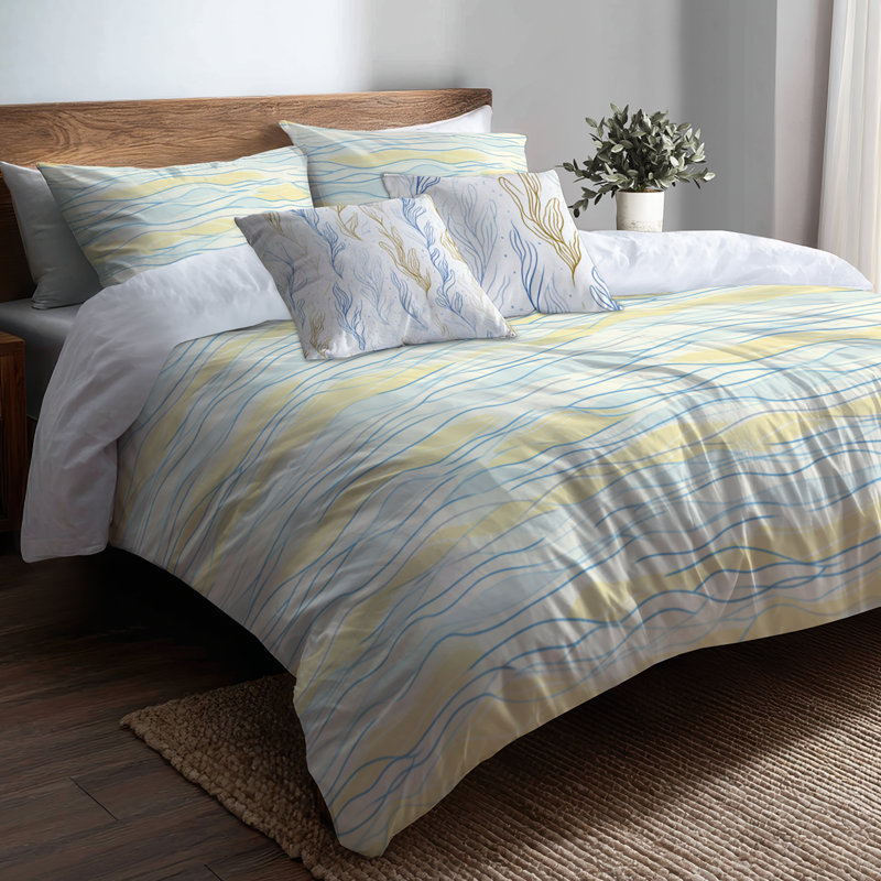 Ensemble de literie et coussin décoratif abstrait 6 pièces, Queen Comforter + 5 Additional Pieces
