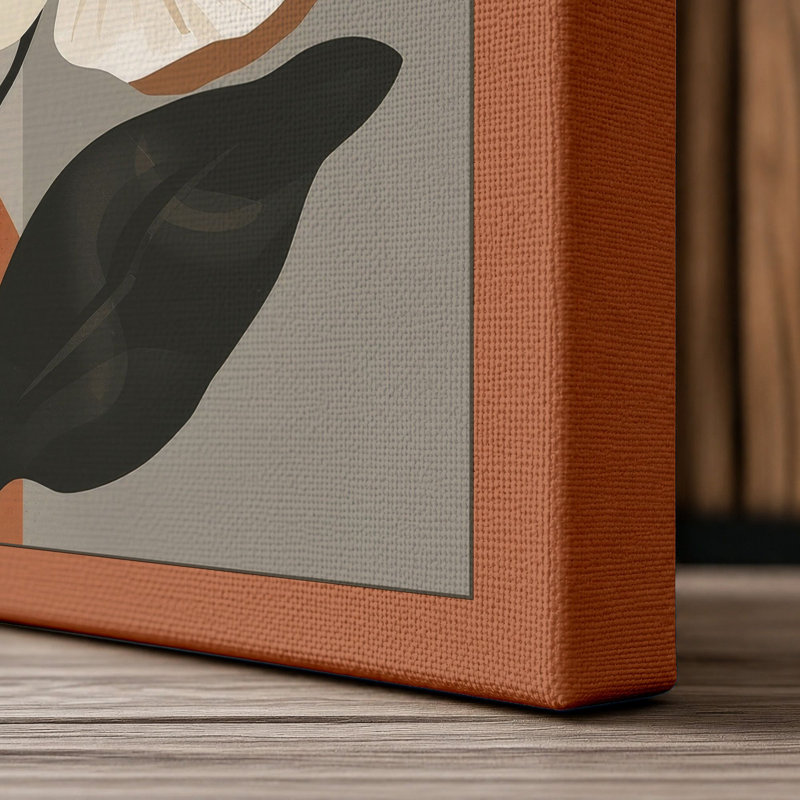 Symmetry Botanical - Wrapped Canvas, 18x12 - 45.7 x 30.5 cm, Terracotta Border
