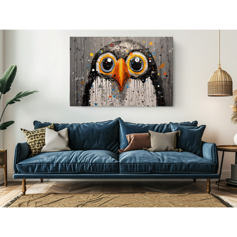 Mignon pingouin, impression sur toile, décoration murale moderne pour la maison et le bureau, H 16 po x l 24 po