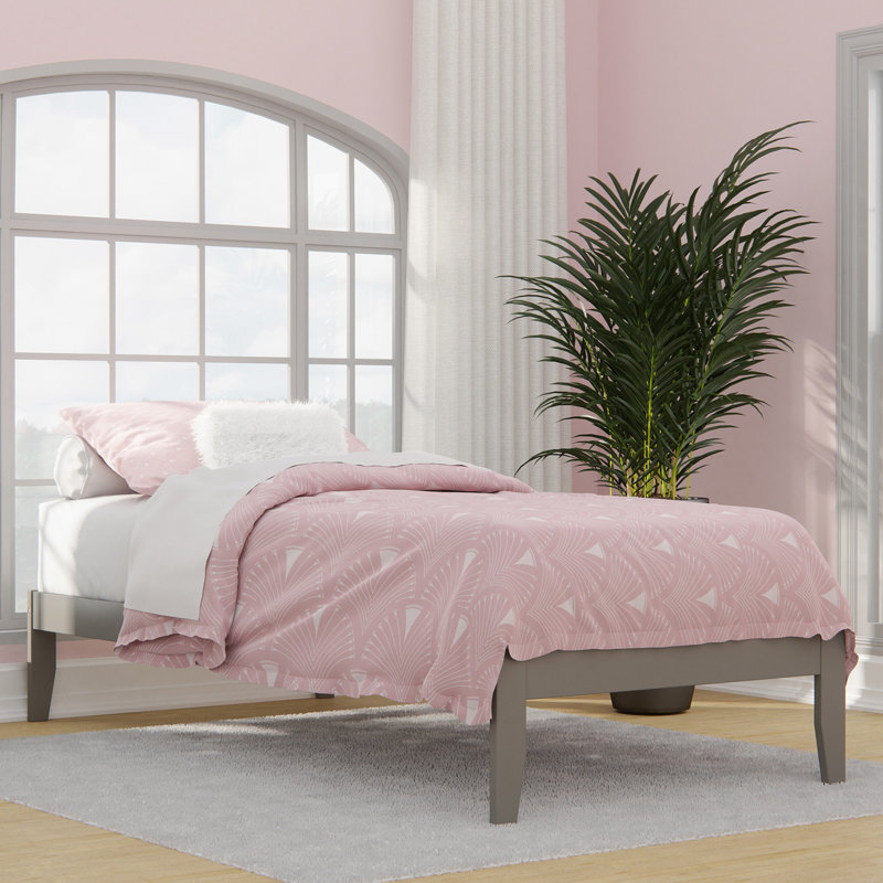 Javaunte Solid Wood Platform Standard Bed, Gray, Twin XL