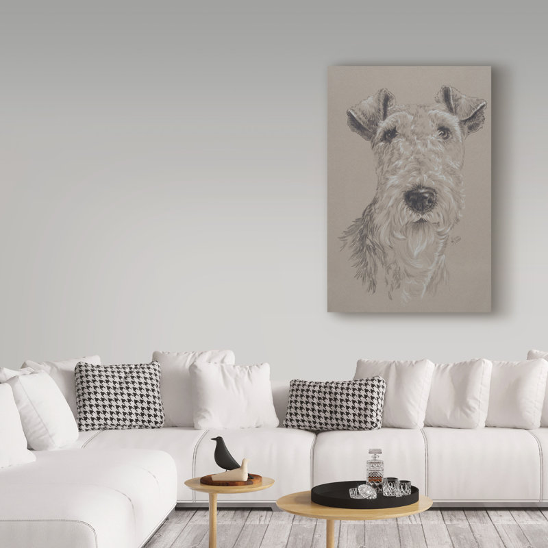 Adelphi «Wire Fox Terrier», reproduction de peinture à l'huile sur toile tendue, H 19 po x l 12 po