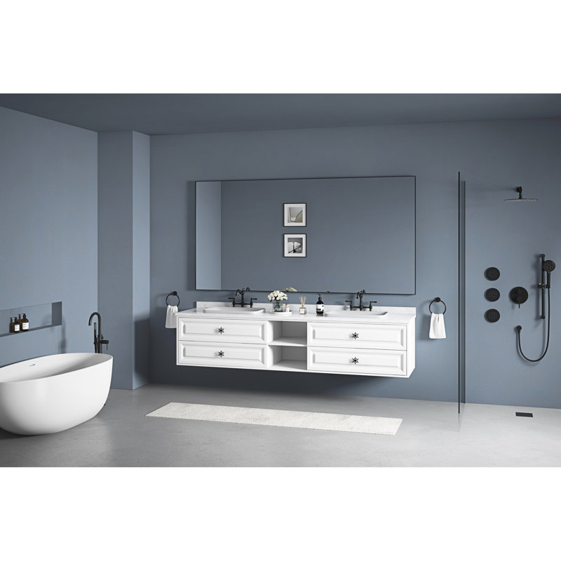 Miroir de salle de bain X 48 po - Rouille, reflet transparent, noir mat, magnifique cadre de décoration chaud