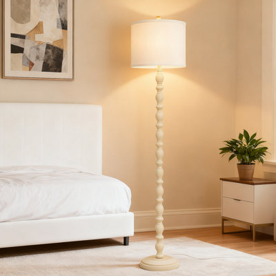Rustic Floor Lamp With 3 Color Temperatures - 62 Inch Retro Farmhouse Standing Lamp For Living Room, Modern Tall Corner Lamp With Rotary Switch For Bedroom, Dining Room