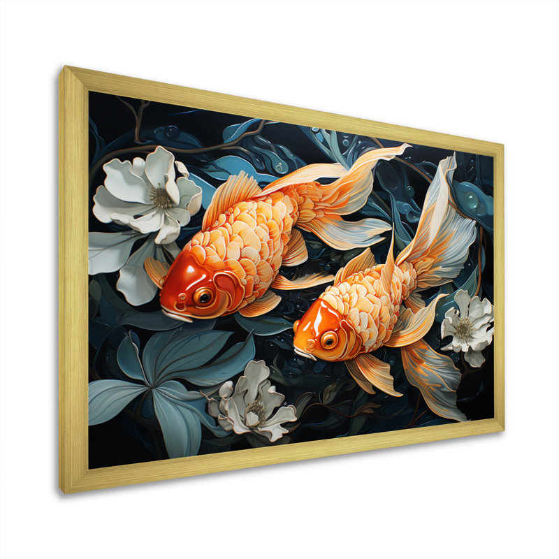 " Fishing Harmonious Hues I ", 30" H x 40" W x 1.5" D, Gold Single Picture Framed