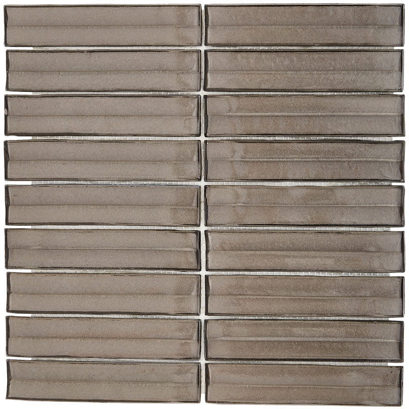 Tara Stacked 11.61" x 11.73" Molten Glass Mosaic Wall Tile (0.95 Sq. Ft. / Sheet), Brown