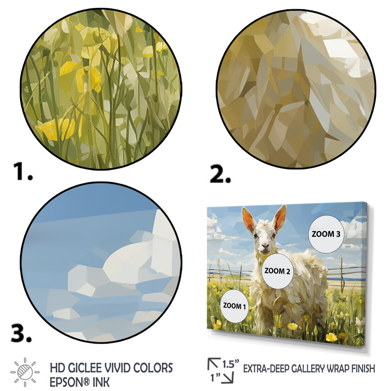 Chèvre, motifs d'art de pâturages II - Chèvre, Cadre flottant noir, H 12 po x l 20 po x P 1 po