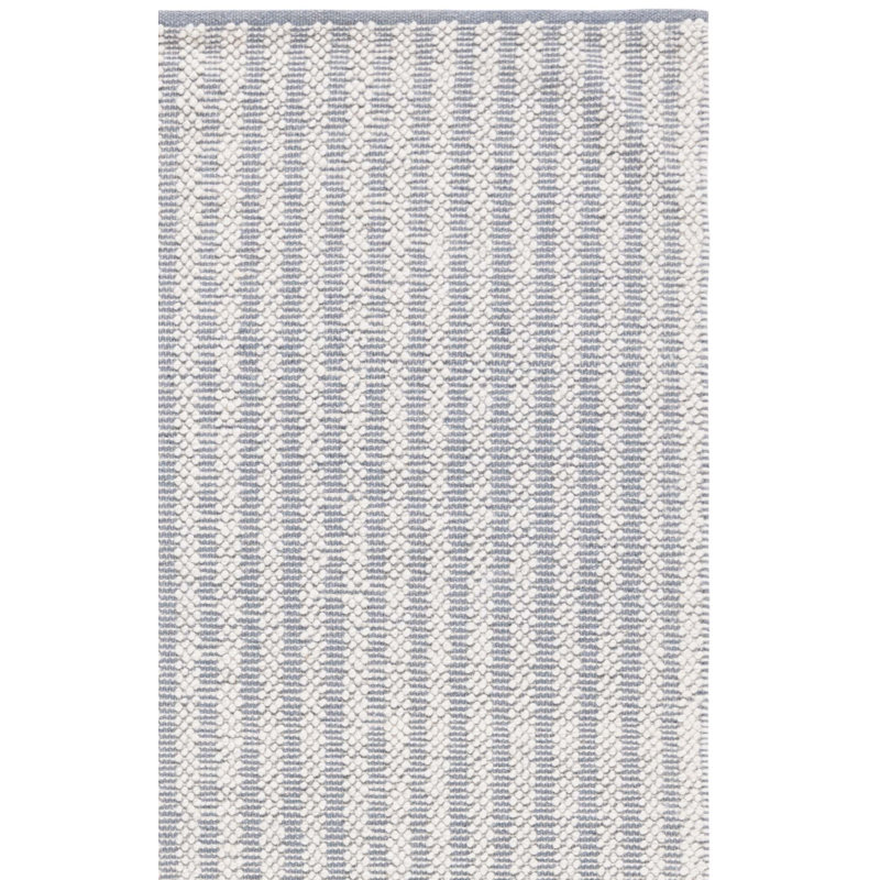 Tapis rayé gris / ivoire en laine / coton tissé à la main Deloera, Carré 6 pi