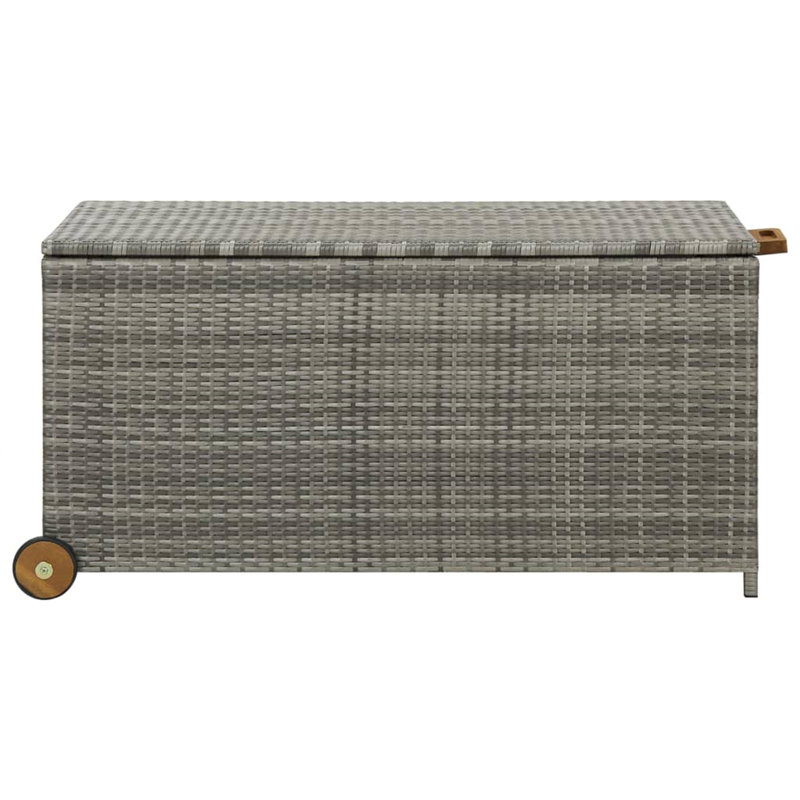 META 120cm W 400L Acacia Deck Box with Wheels, Light Grey