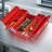 Tool Box 14-inch 2-Tier 3-Tray Folding Cantilever Toolbox with Handle Red