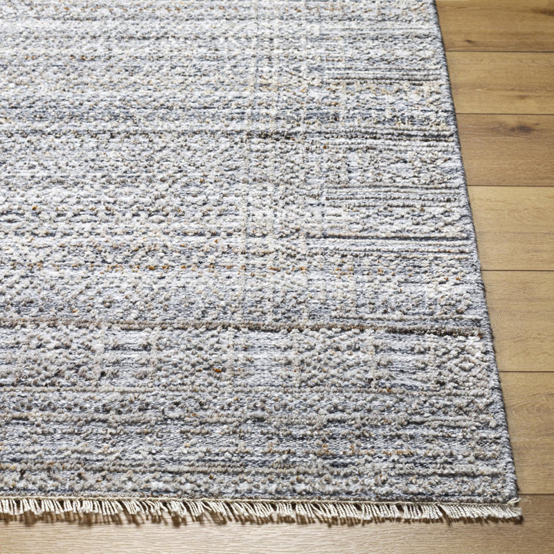 P.E.T. recyclé noué à la main Tapis gris, Rectangle de 10 pi x 14 pi