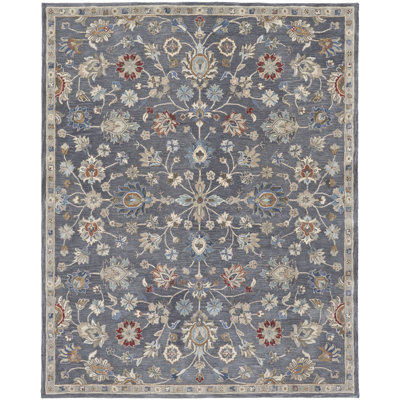 Rylan Transitional Oriental, Gray/Ivory/Red Area Rug