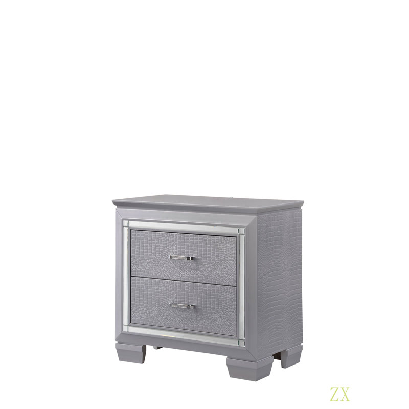 1 lumière moderne à 2 tiroirs à 1 tiroir avec accents de miroir biseauté et quincaillerie de finition en faux cristal