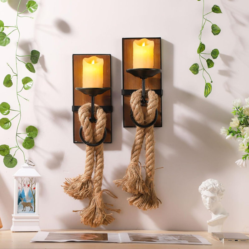 Wall Lamp Candle Holder Black Wall Mounted