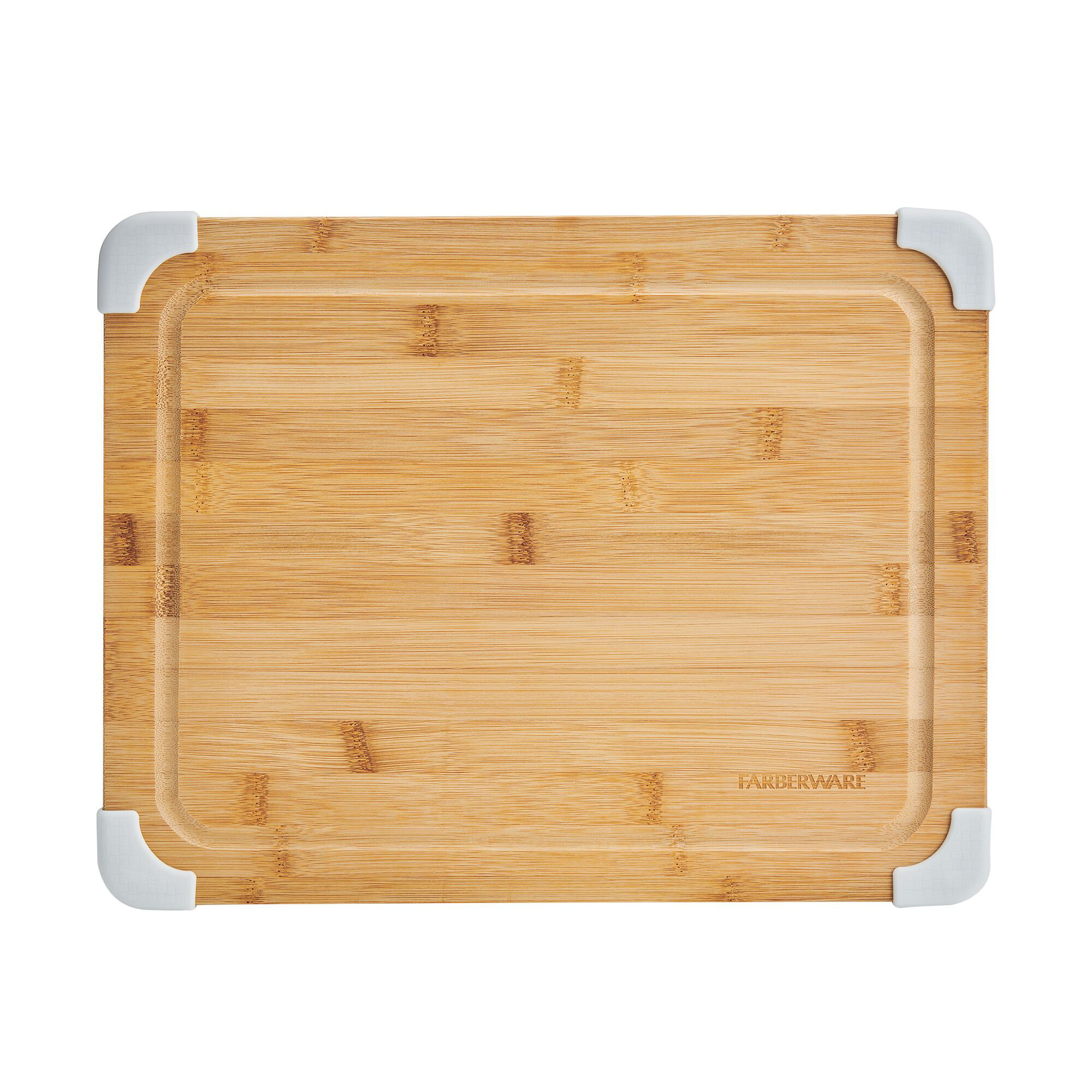 Farberware Nonslip Bamboo Cutting Board With Juice Groove, 11X14 Inch,  White
