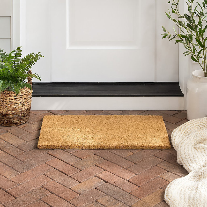 Tapis d'extérieur en fibre de coco Shelter, Naturel, Rectangle 1 pi 1 po x 2 pi