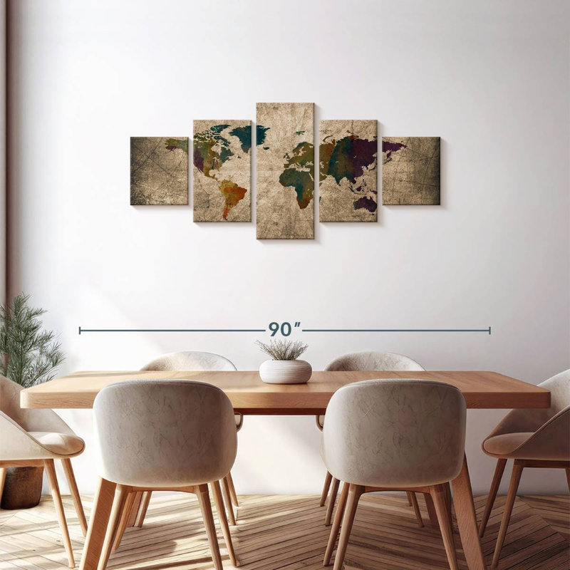 Carte du monde vieilli XLIV, H 30 po x l 68 po