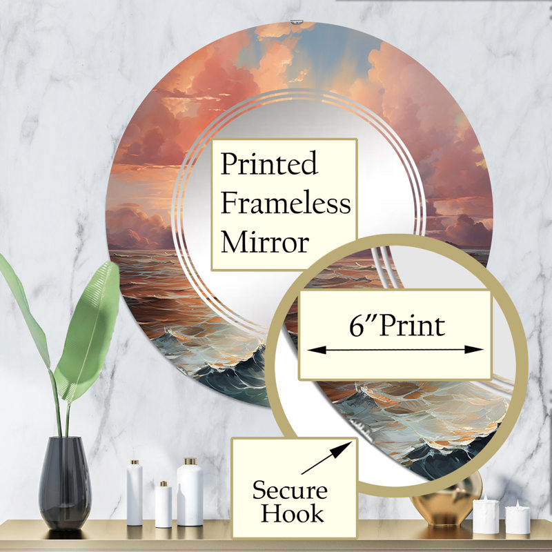 Miroir mural rond Oresund - Paysages, 32 po x 32 po