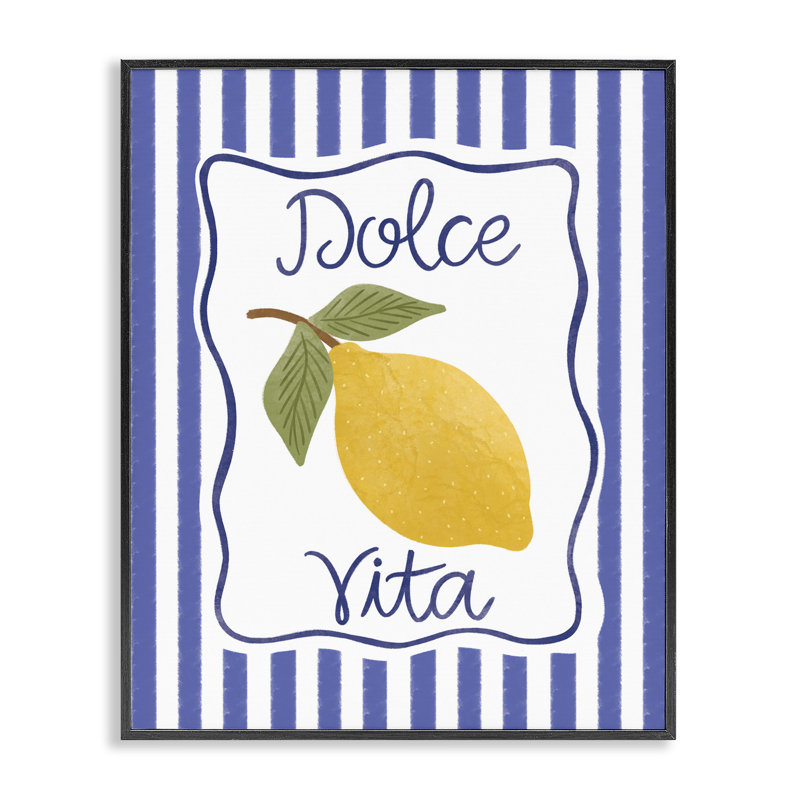  Dolce Vita avec art giclée au citron par Taylor Shannon Designs, H 14 po x l 11 po, Giclée encadrée noir minuit