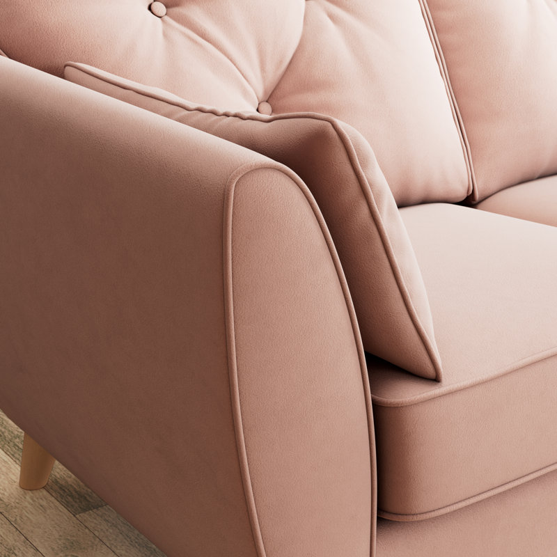 Birjesh 2 Seater Sofa, Pink, Beige Wood
