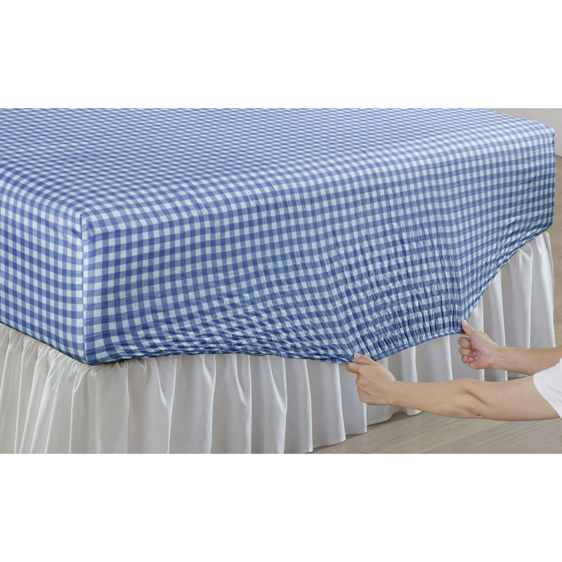 Ensemble de draps en microfibre anti-froissement, Ensemble de draps pour lit double + un drap-housse, Bleu