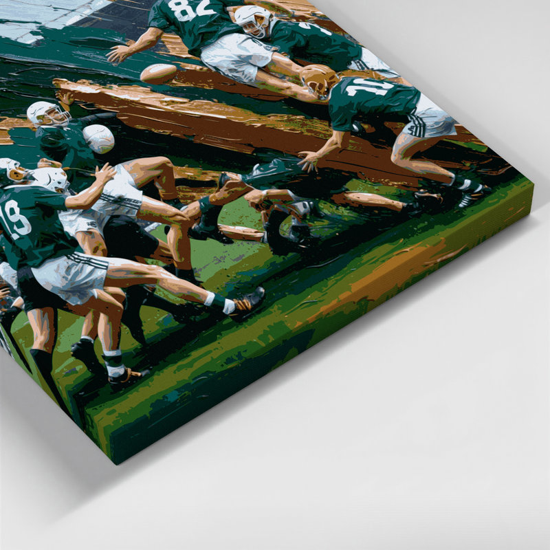 Art sportif sur toile, football gaélique vert, H 8 po x l 8 po