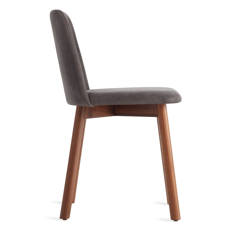 Chip Upholstered Dining Chair, Slate Genuine Leather, Smoke
