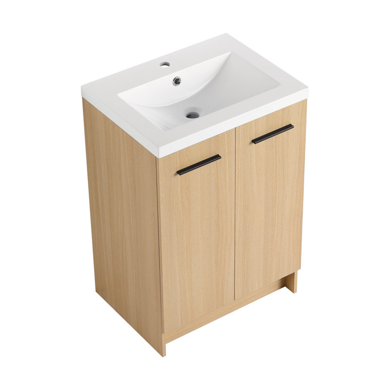 Meuble-lavabo autoportant avec rangement dissimulé et lavabo intégré durable