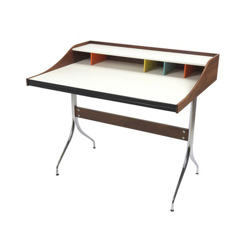 Bureau en placage de noyer et acier inoxydable Neaha
