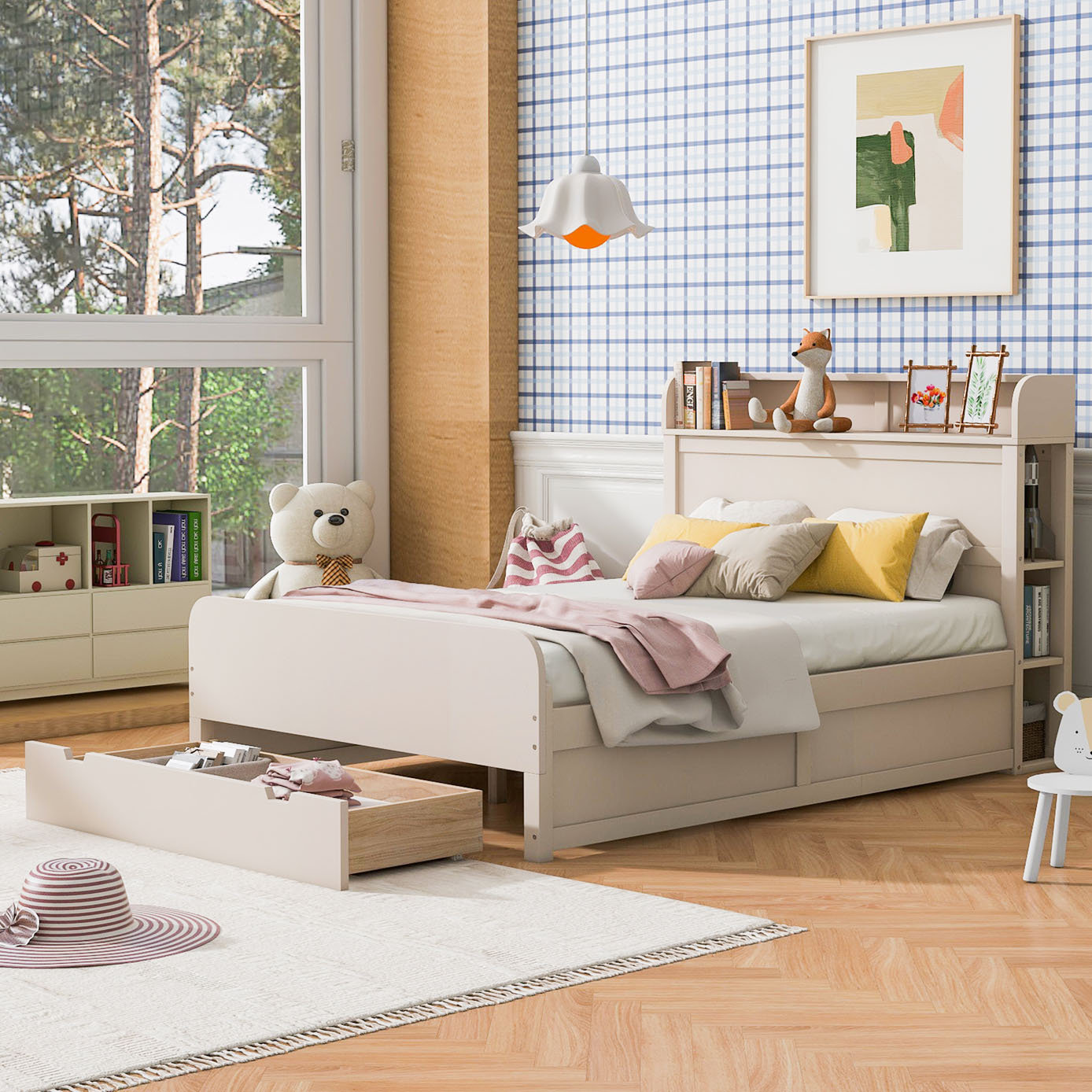 Alcott Hill® Wescott Platform Bed with Storage Headboard and a Big ...