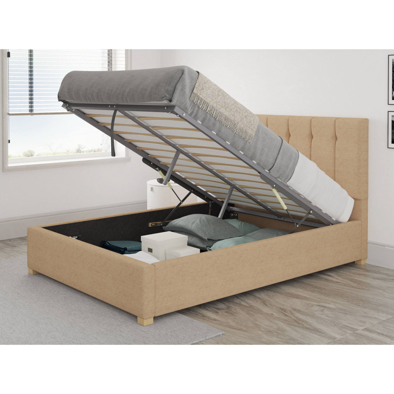 Cecere Upholstered Ottoman Storage Bed, Single (3'), Champagne