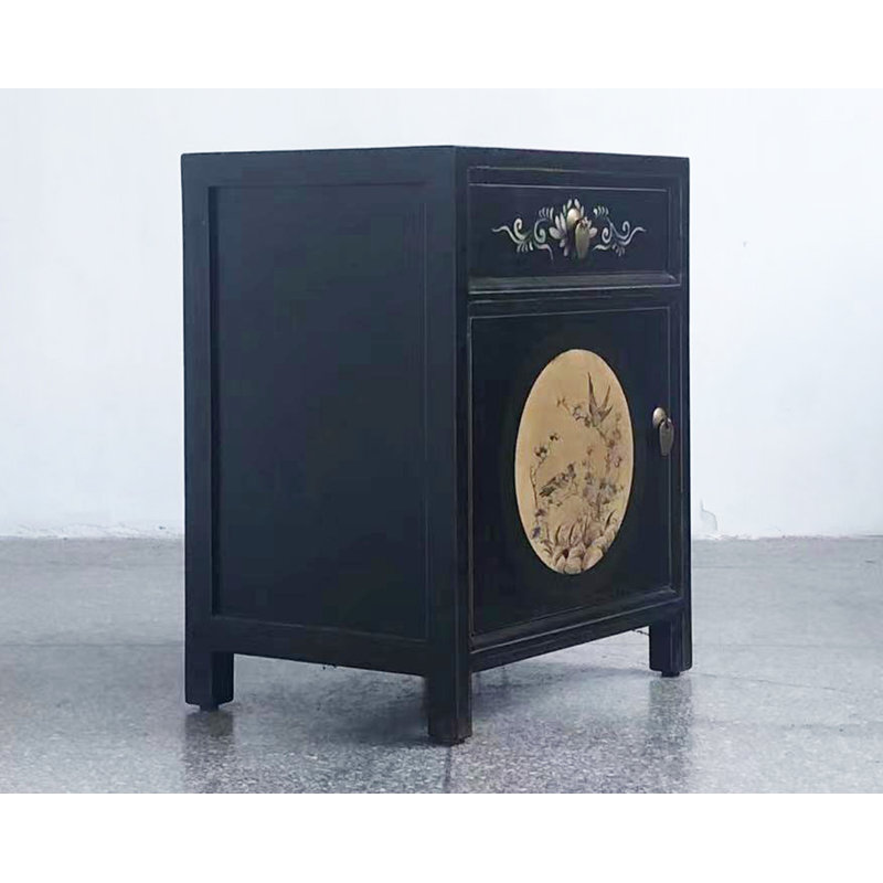 Deriyah 45 cm W Bedside Table, Black