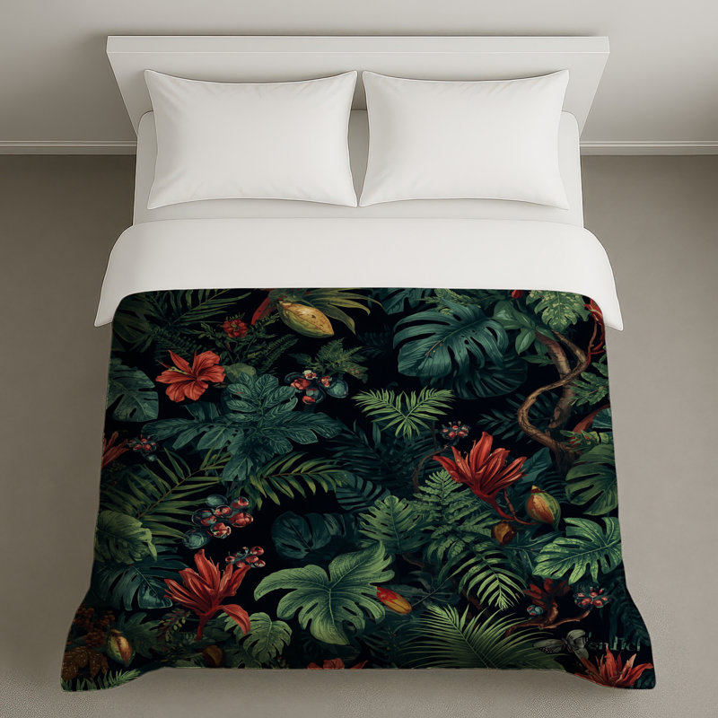 Housses de couette à fleurs tropicales, Très grand lit
