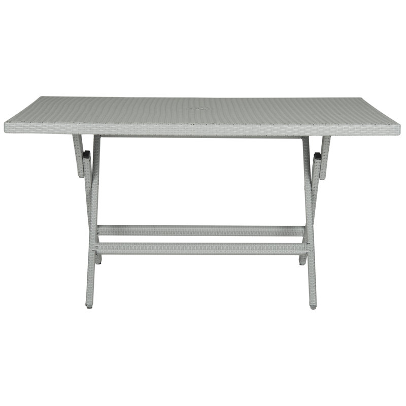 Copher Rectangular Wicker/Rattan Outdoor Folding Dining Table, Grey