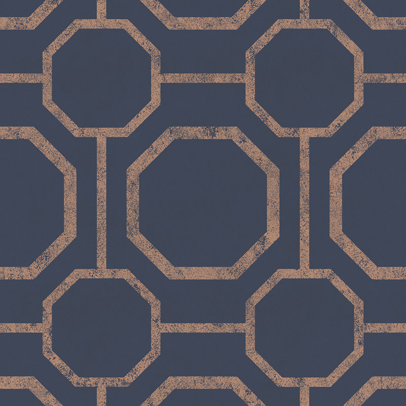 Sashiko Geometric Wallpaper Roll, Navy