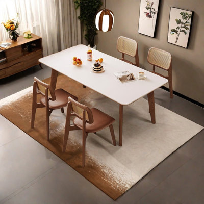 Household walnut colour modern dining table set