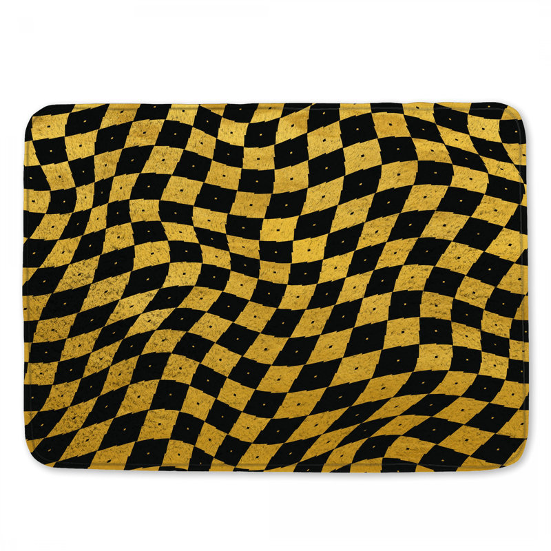 Wavy Checkered Pattern Bath Mat, 24in W x 17in L