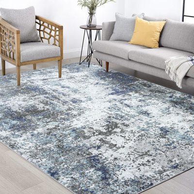Tapis bleu / gris / blanc