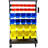 26" W Dual-Sided Mobile Metal Frame Plastic Bin Rack, With 2 Locking Wheels 6-Tier And 60-Bin Storage Rack