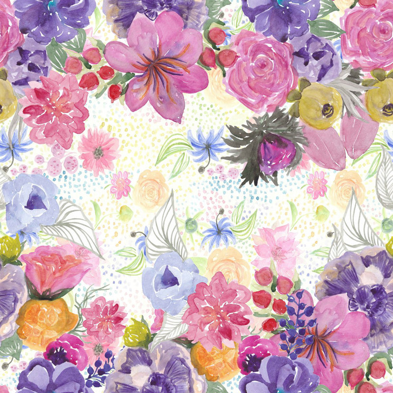 Floral Wall Mural, 10.42' W x 10.42' L