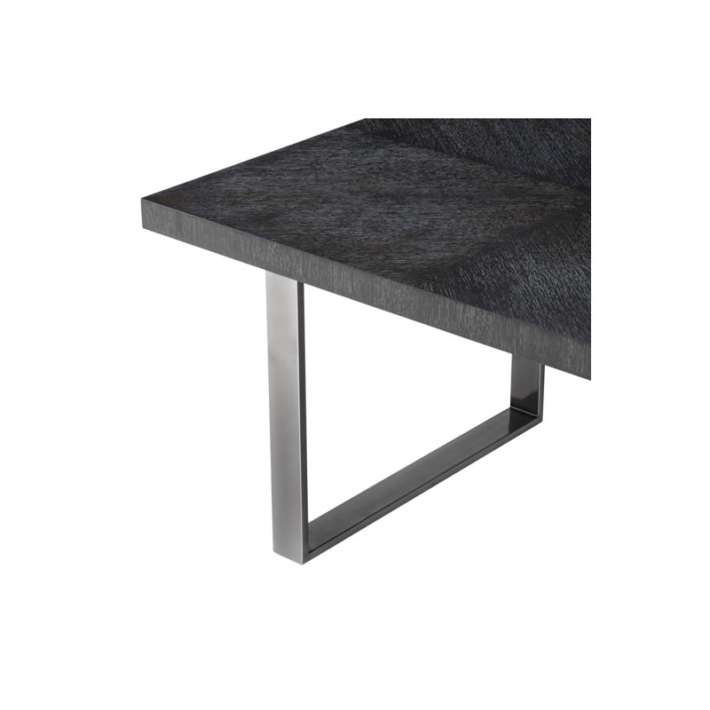 Borghese Solid Oak Dining Table, Charcoal Oak/Black Nickel, 43.3071" W x 98.4252" L