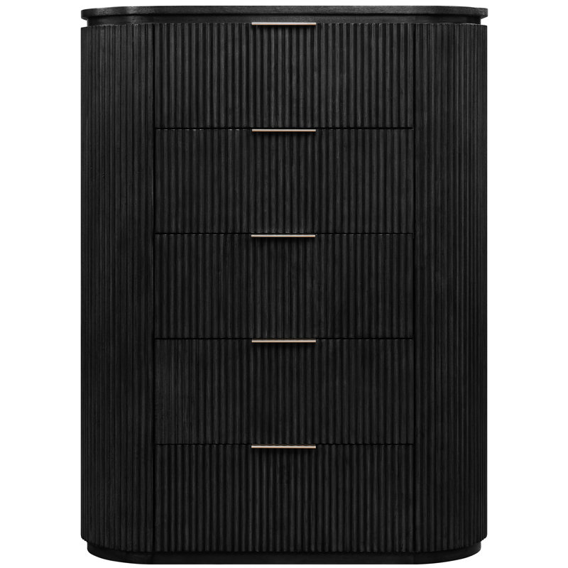 Commode en bois massif et placage Iyona, Noir