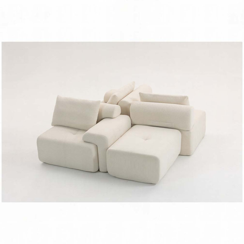 Canapé-lit convertible en tissu Corduroy, Blanc