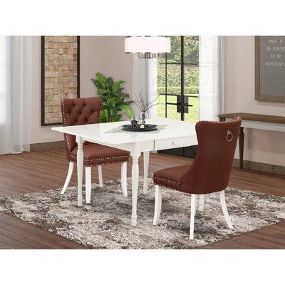 L'ensemble de table de salle à manger 3 pièces comprend une table de cuisine rectangulaire avec Dropleaf et 2 chaises rembourrées